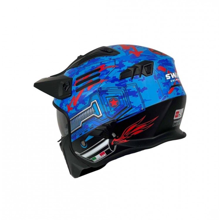 SWAY SW X2 TOKYO TROOPER Blue Red Moduler Kask