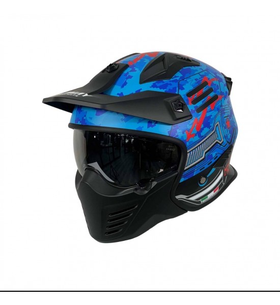 SWAY SW X2 TOKYO TROOPER Blue Red Moduler Kask