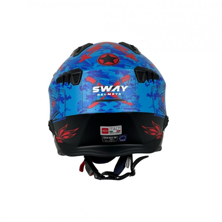 SWAY SW X2 TOKYO TROOPER Blue Red Moduler Kask