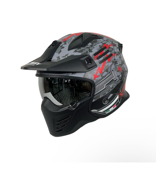 SWAY SW X2 TOKYO TROOPER Black Red Moduler Kask