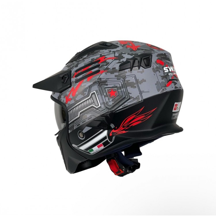 SWAY SW X2 TOKYO TROOPER Black Red Moduler Kask