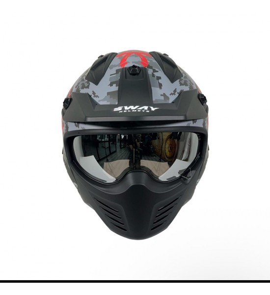 SWAY SW X2 TOKYO TROOPER Black Red Moduler Kask