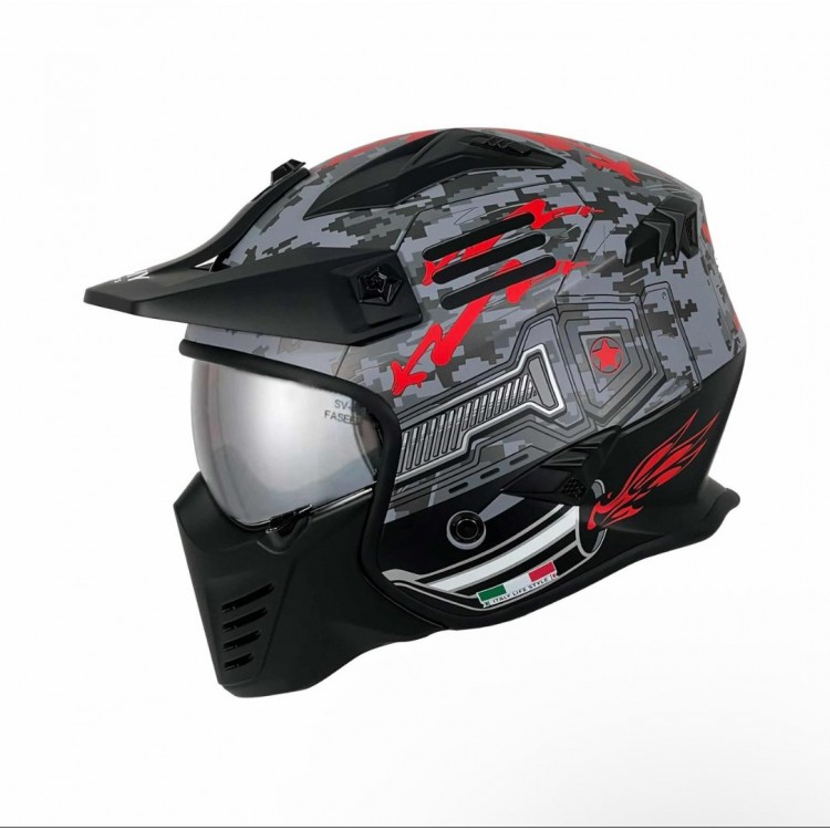 SWAY SW X2 TOKYO TROOPER Black Red Moduler Kask